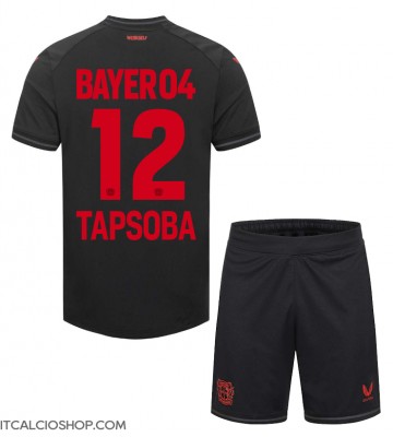 Bayer Leverkusen Edmond Tapsoba #12 Prima Maglia Bambino 2023-24 Manica Corta (+ Pantaloni corti)